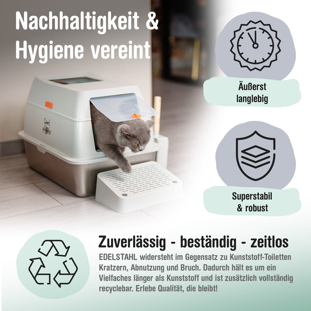 Samtpfote® SHELTER  Edelstahl-Katzentoilette mit Top-Einstieg!!!