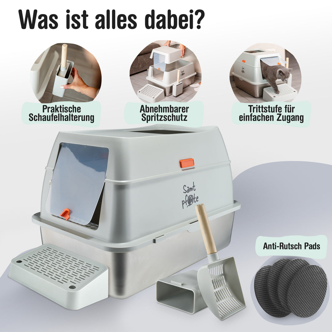 Samtpfote® SHELTER  Edelstahl-Katzentoilette mit Top-Einstieg!!!