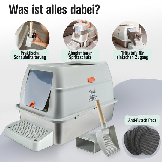 Samtpfote® SHELTER  Edelstahl-Katzentoilette mit Top-Einstieg!!!