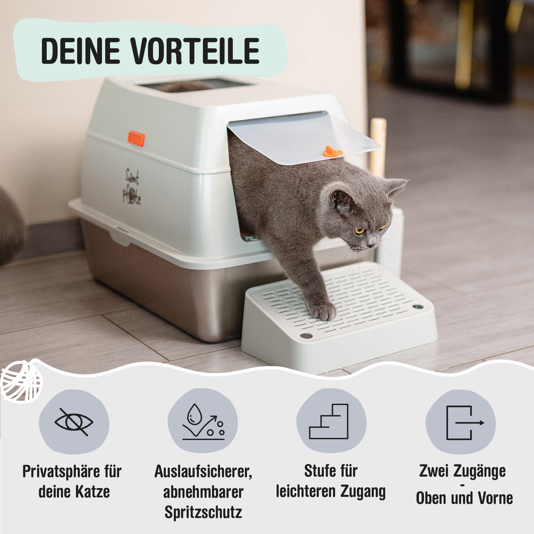 Samtpfote® SHELTER  Edelstahl-Katzentoilette mit Top-Einstieg!!!