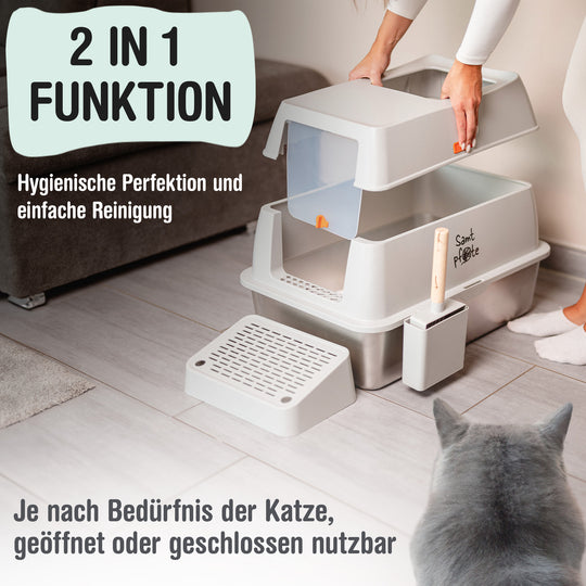Samtpfote® SHELTER  Edelstahl-Katzentoilette mit Top-Einstieg!!!