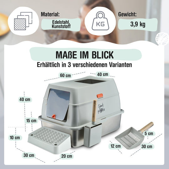 Samtpfote® SHELTER  Edelstahl-Katzentoilette mit Top-Einstieg!!!