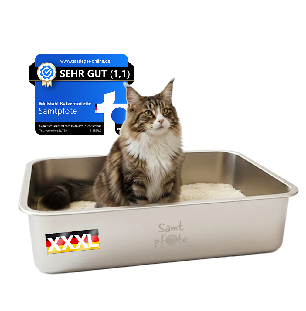 Samtpfote® Pure – Edelstahl-Katzenklo in zwei Größen