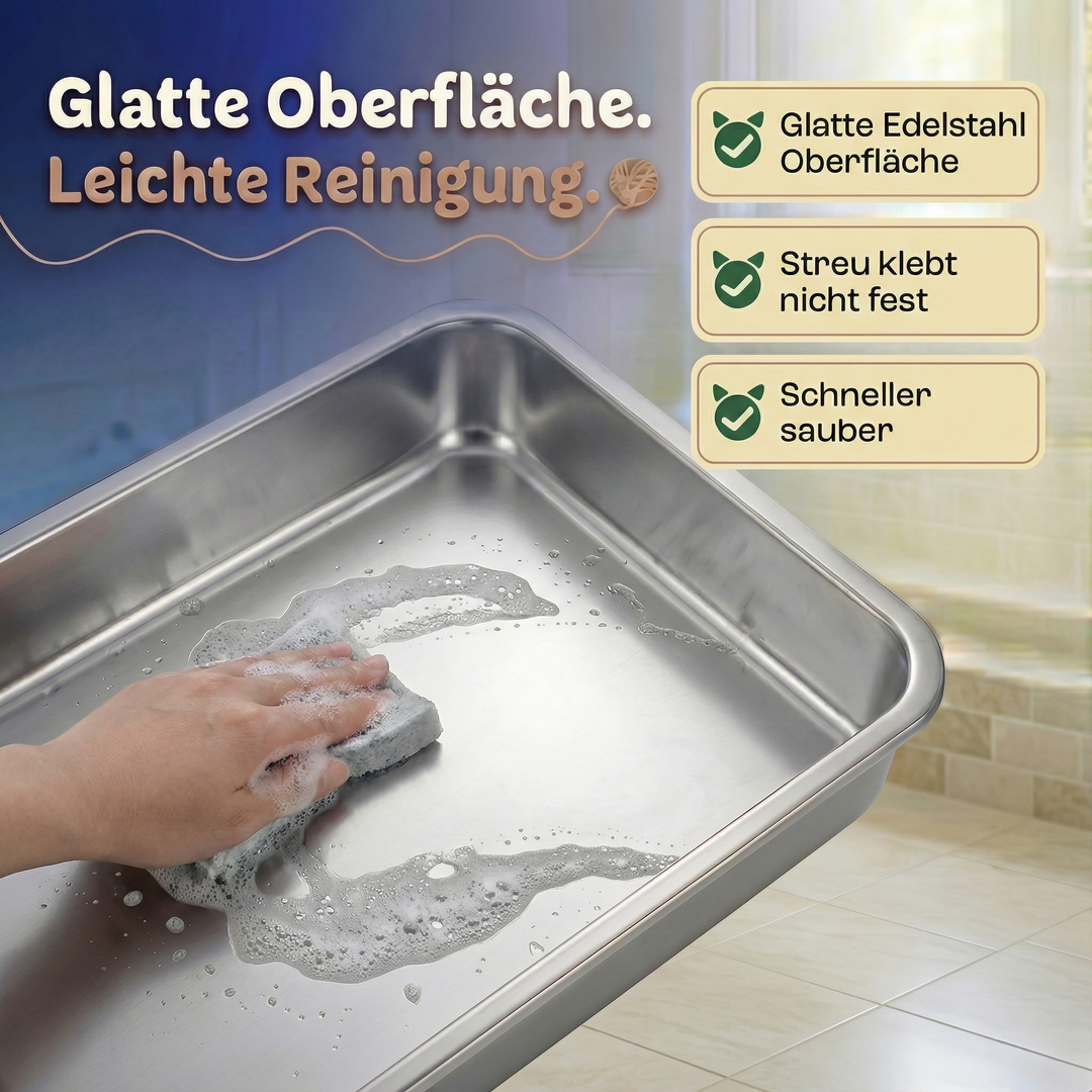 Samtpfote® Pure – Edelstahl-Katzenklo in zwei Größen