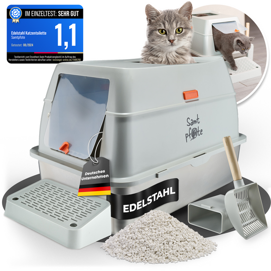 Samtpfote® SHELTER  Edelstahl-Katzentoilette mit Top-Einstieg!!!