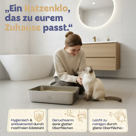 Samtpfote® Pure – Edelstahl-Katzenklo in zwei Größen