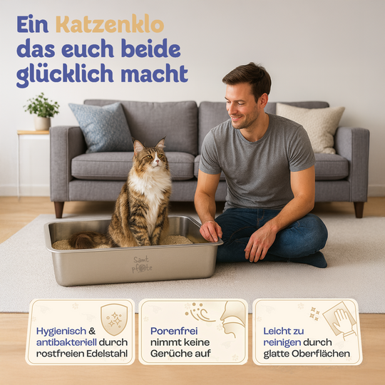 Samtpfote® Pure – Edelstahl-Katzenklo in zwei Größen