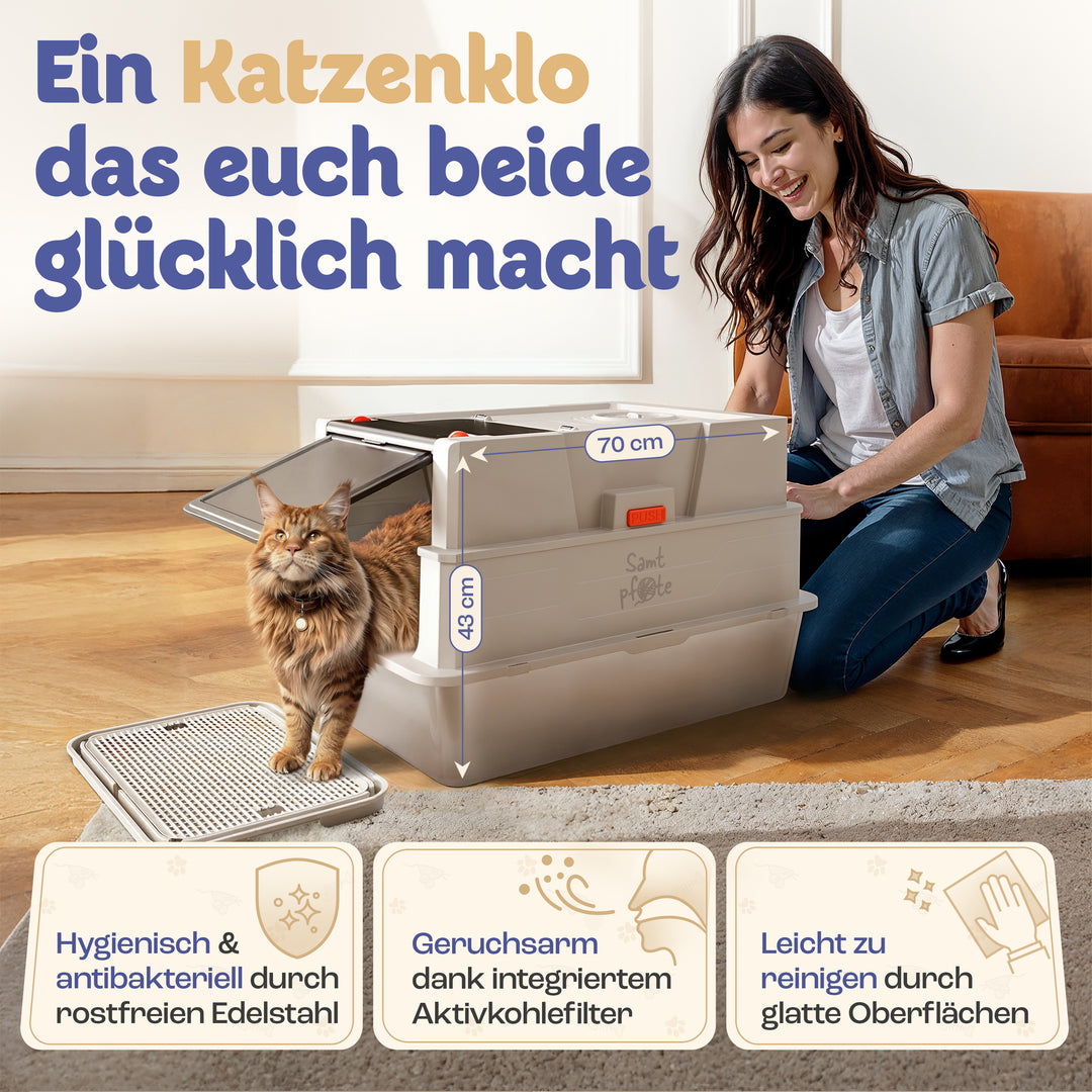 Samtpfote® GRANDE – XXXL Edelstahl Katzenklo für große Katzen