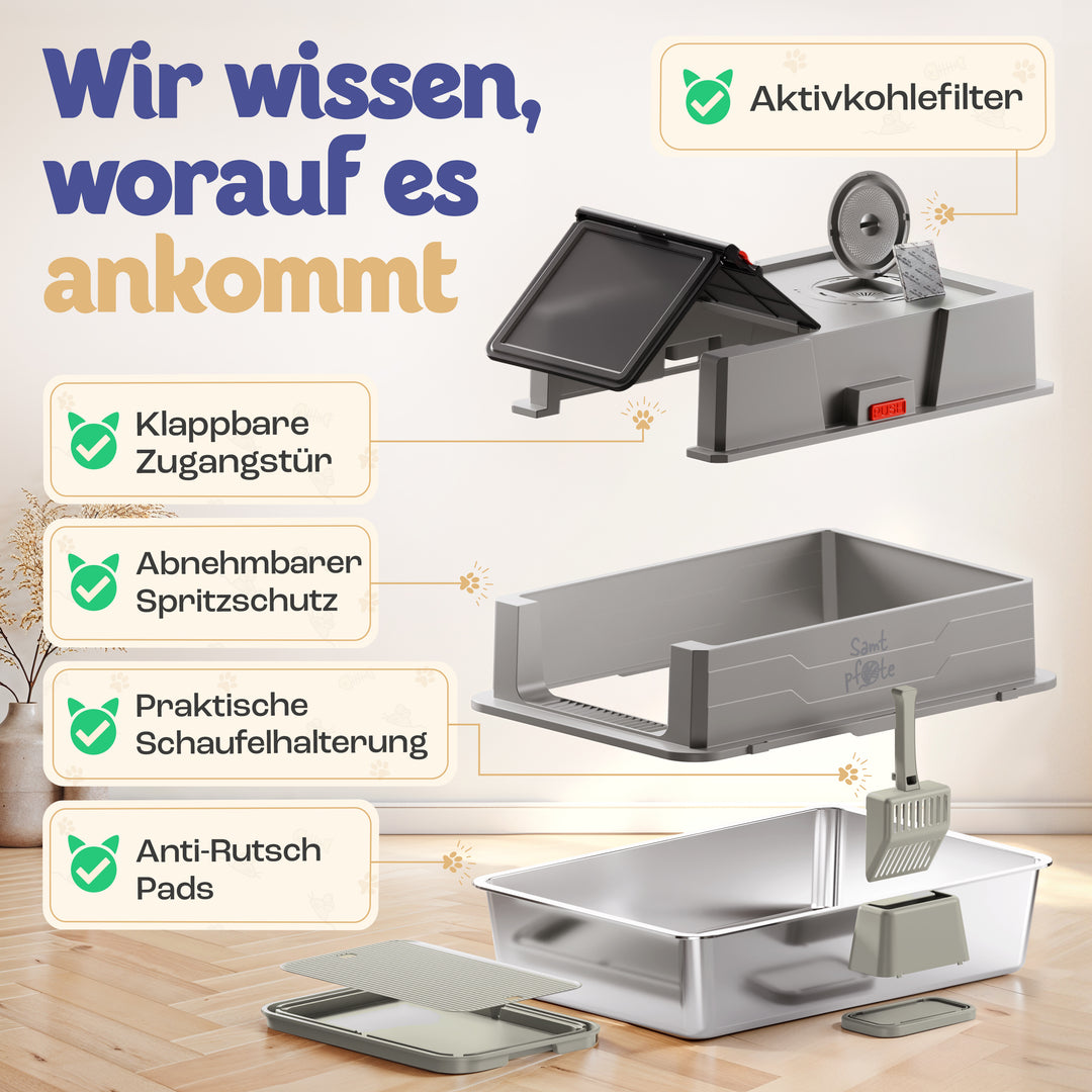 Samtpfote® GRANDE – XXXL Edelstahl Katzenklo für große Katzen