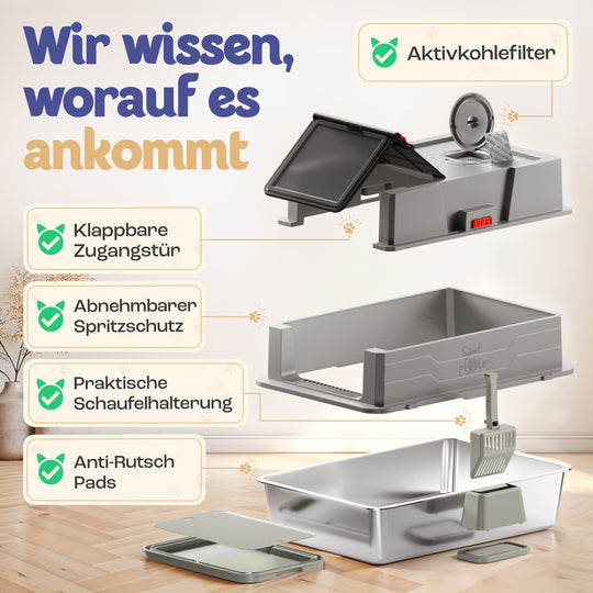 Samtpfote® GRANDE – XXXL Edelstahl Katzenklo für große Katzen