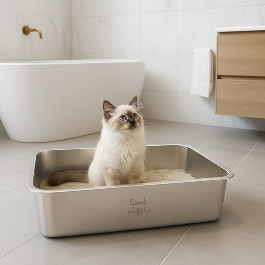 Samtpfote® Pure – Edelstahl-Katzenklo in zwei Größen