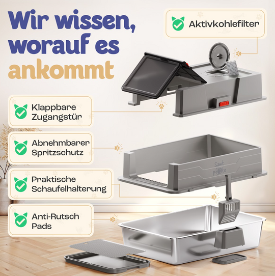 Samtpfote® GRANDE – XXXL Edelstahl Katzenklo für große Katzen
