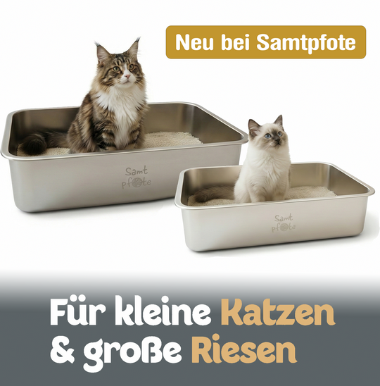 Samtpfote® Pure – Edelstahl-Katzenklo in zwei Größen
